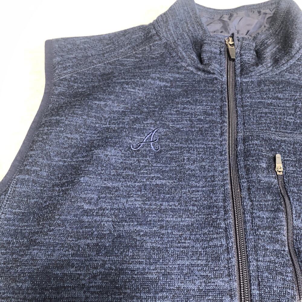 Johnnie-O West Coast Prep Vest Mens Large Heathered Blue Atlanta Braves Logo - Picture 2 of 10